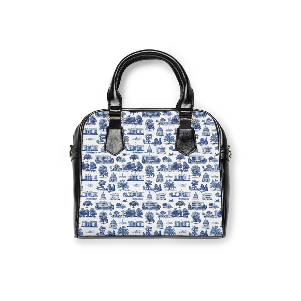 Blue Toile Pattern Shoulder Handbag – Vintage Cottage Print Purse