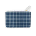 Navy Grid Mini Clutch Bag — Simple Check Wrist Pouch for Cards & Essentials