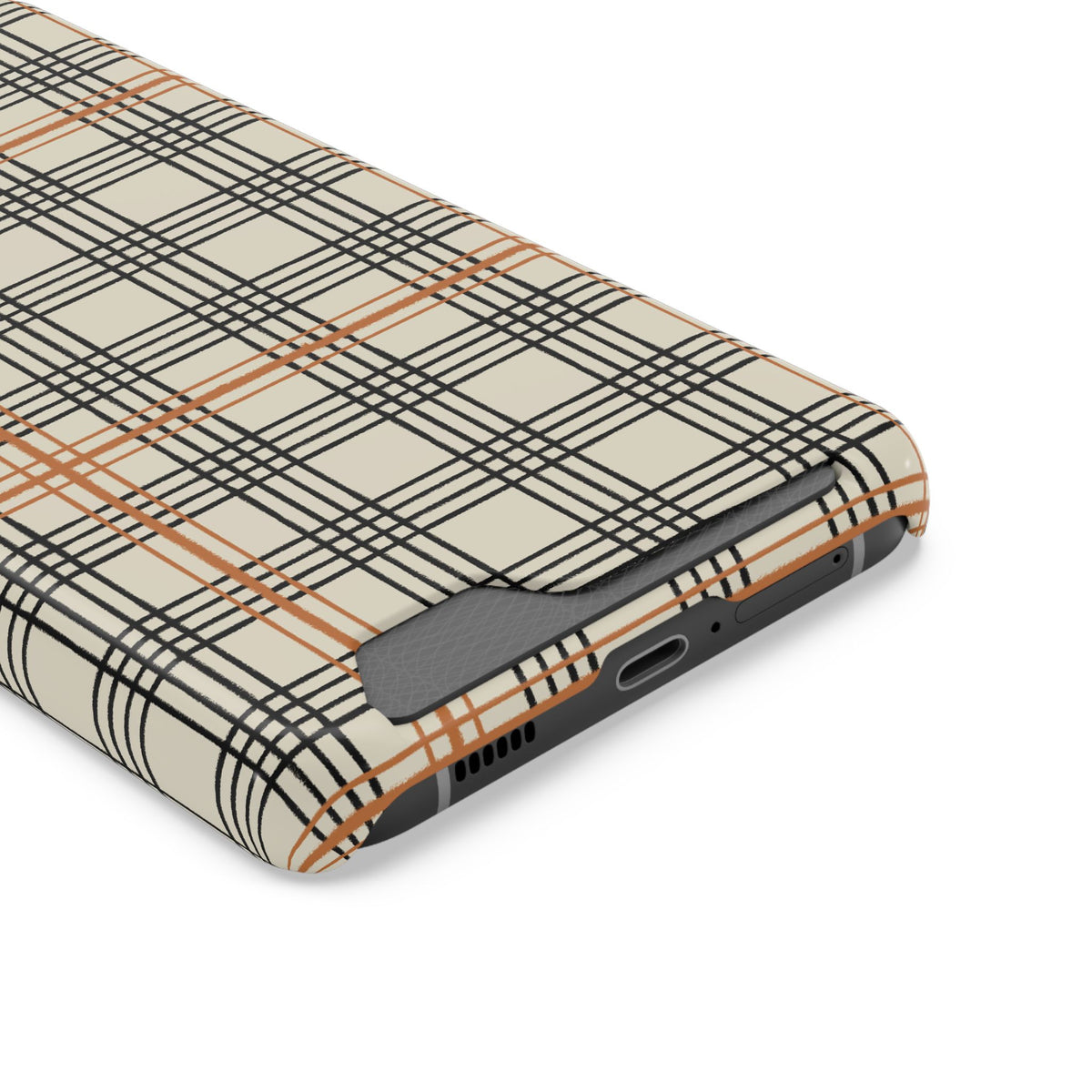 Plaid Card-Holder Phone Case — Slim Protective Wallet Case