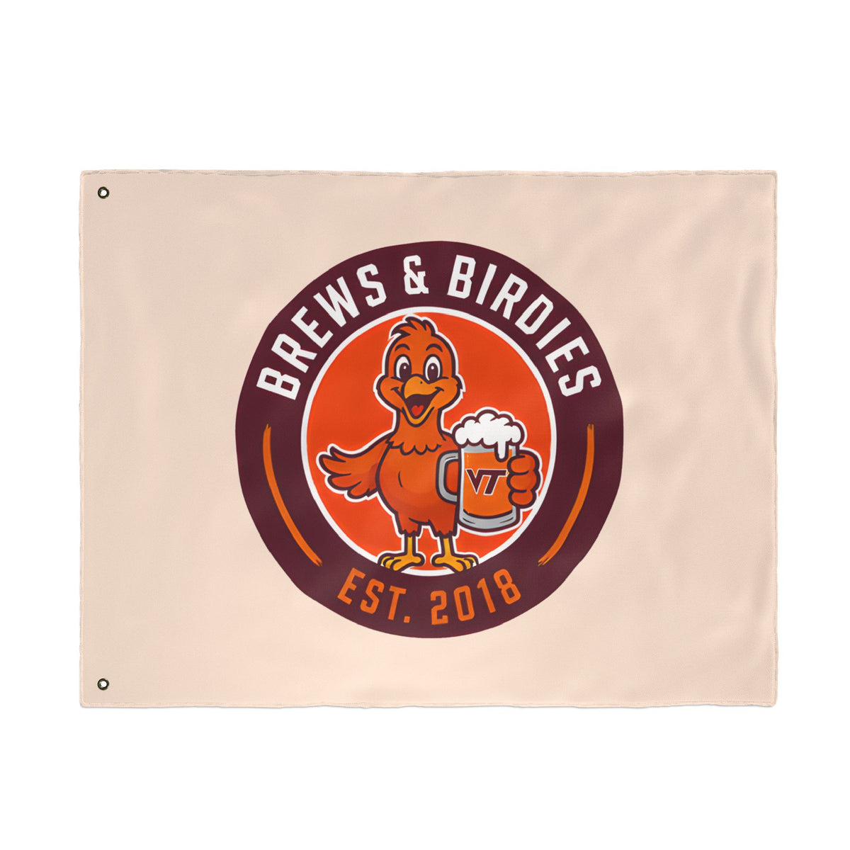 Brews & Birdies Double-Sided Flag — Beer Club Golf Team Banner (Est. 2018)