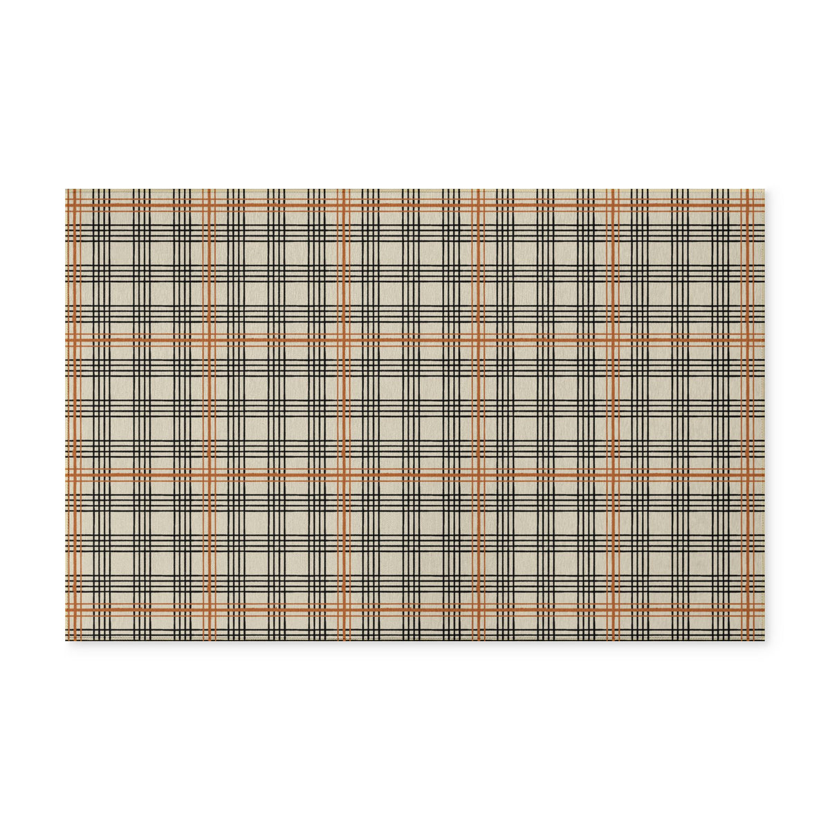 Washable Rug - Neutral Beige Plaid Area Rug (Machine-Washable)
