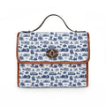Blue Toile Waterproof Canvas Bag — Vintage Scenic Print Crossbody Tote