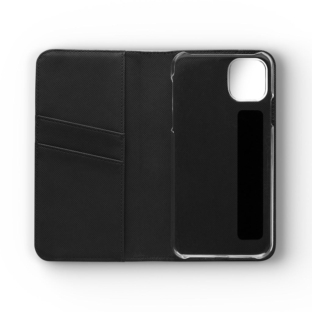 Vintage Toile Flip Phone Case — Blue Scenic Wallet Cover with Card Slots