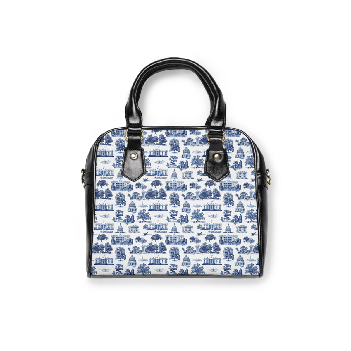 Blue Toile Pattern Shoulder Handbag – Vintage Cottage Print Purse