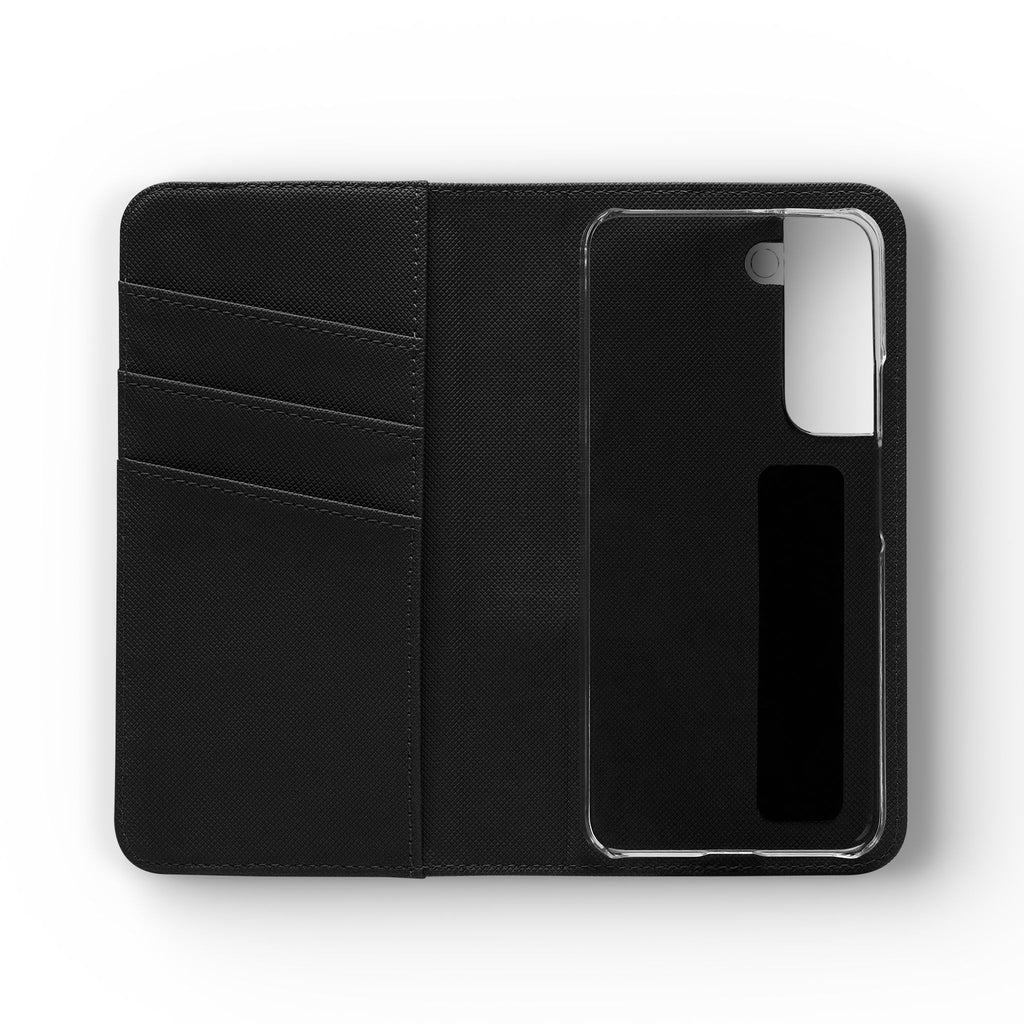 Vintage Toile Flip Phone Case — Blue Scenic Wallet Cover with Card Slots