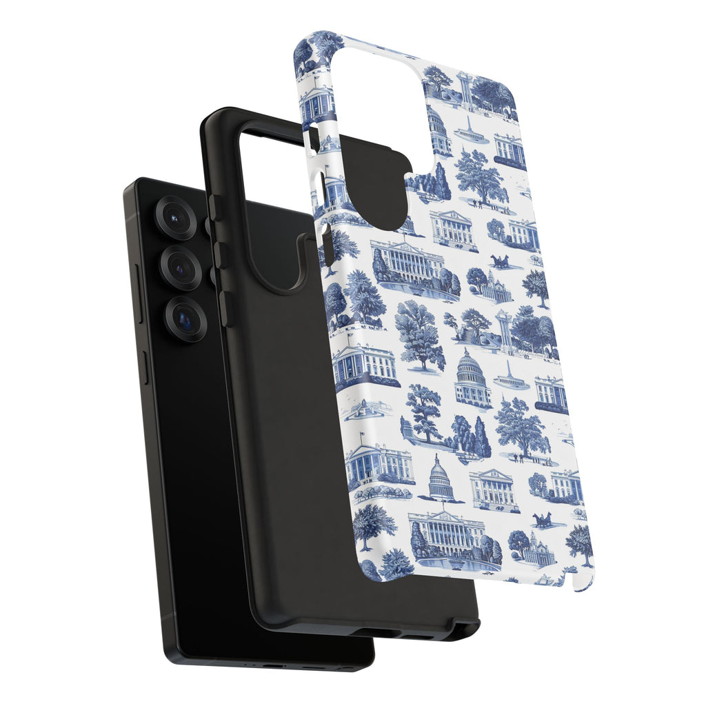 Washington DC Toile Phone Case — Blue Scenic Capitol Protective Tough Case