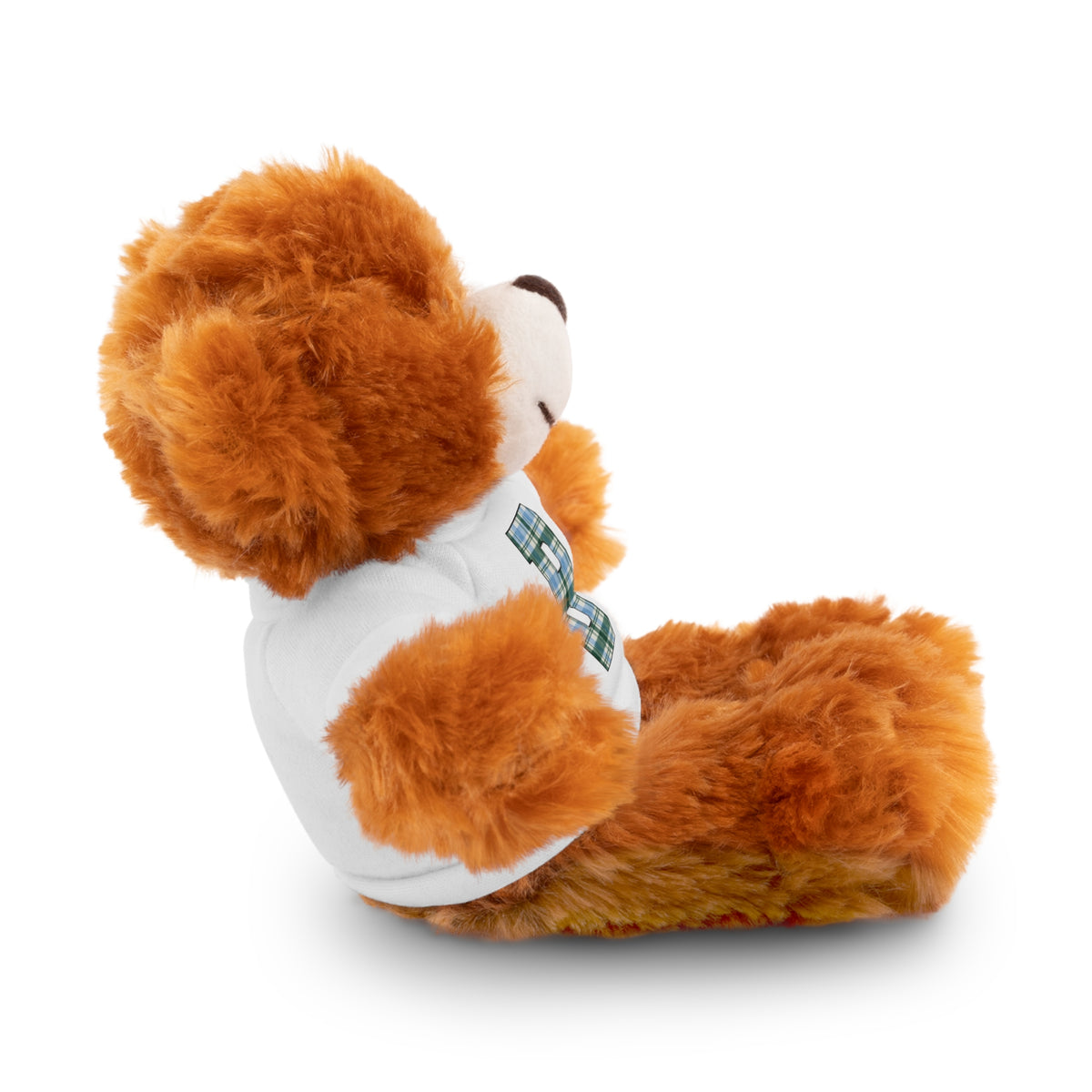 Plush Bear with Plaid Monogram Tee — Personalized Initial 'B' Stuffed Animal Gift