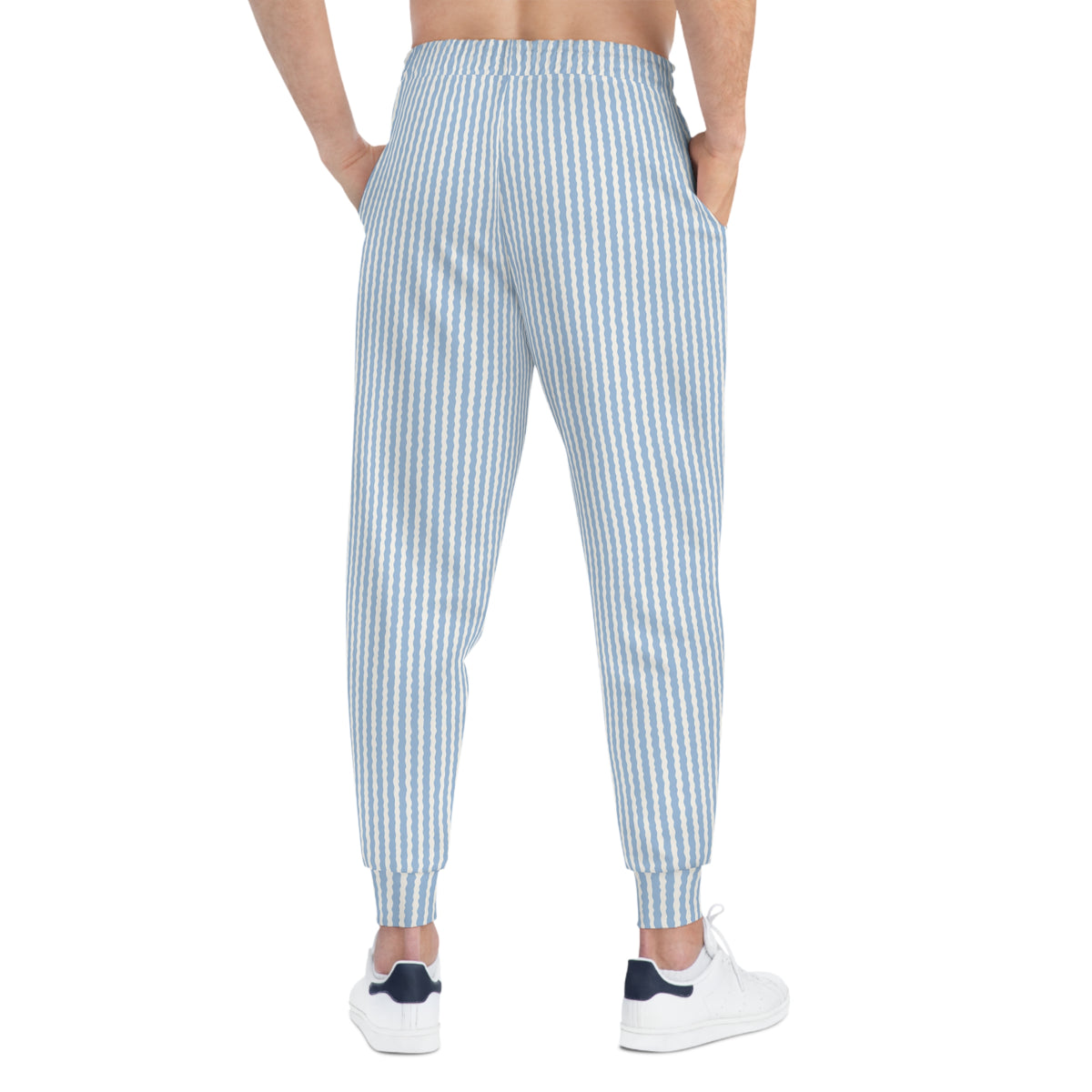 Cityscape Toile Athletic Joggers — Blue Architectural All-Over Print