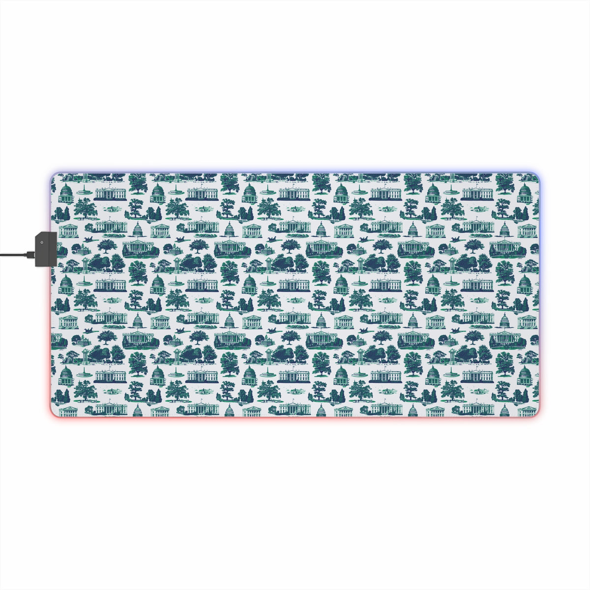 LED Gaming Mouse Pad — RGB Edge Large Desk Mat (Blue Stripe Pattern)