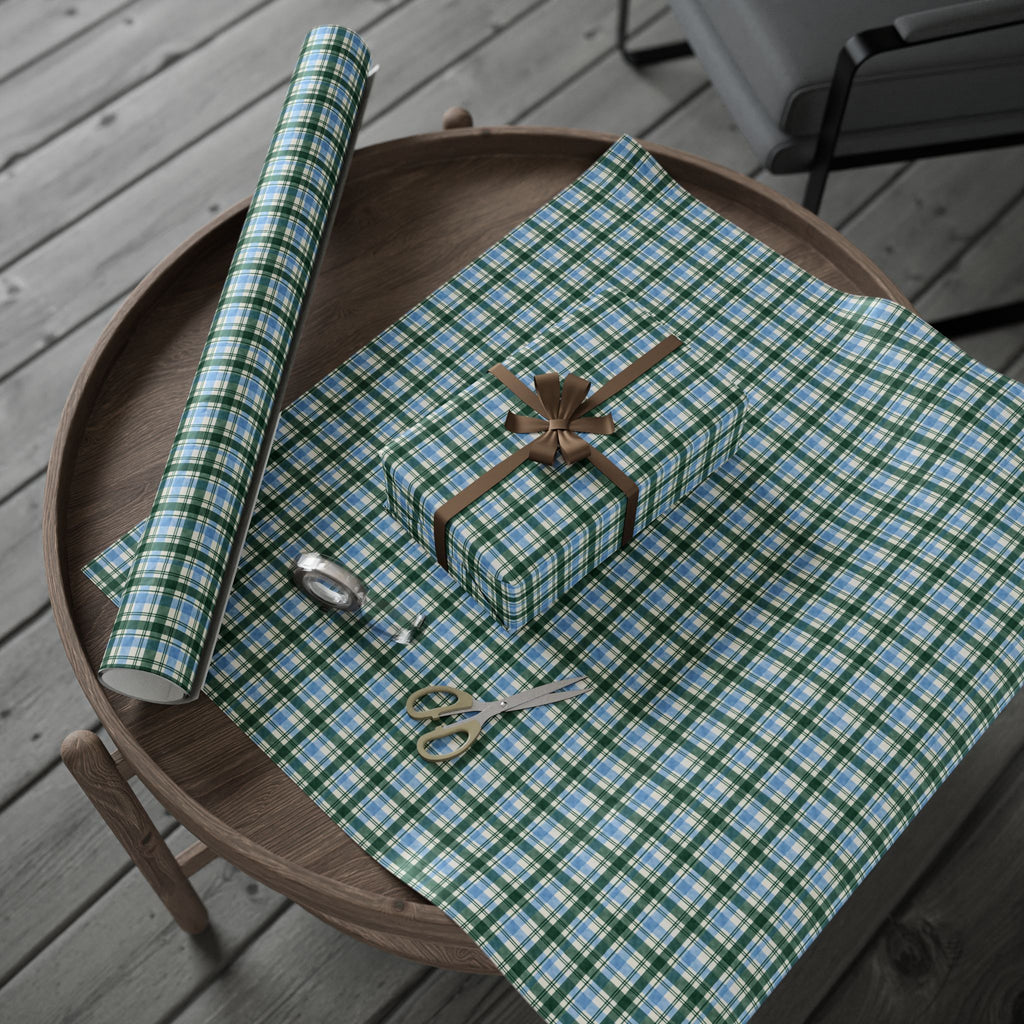 Plaid Wrapping Paper Roll — Blue & Green Tartan Gift Wrap
