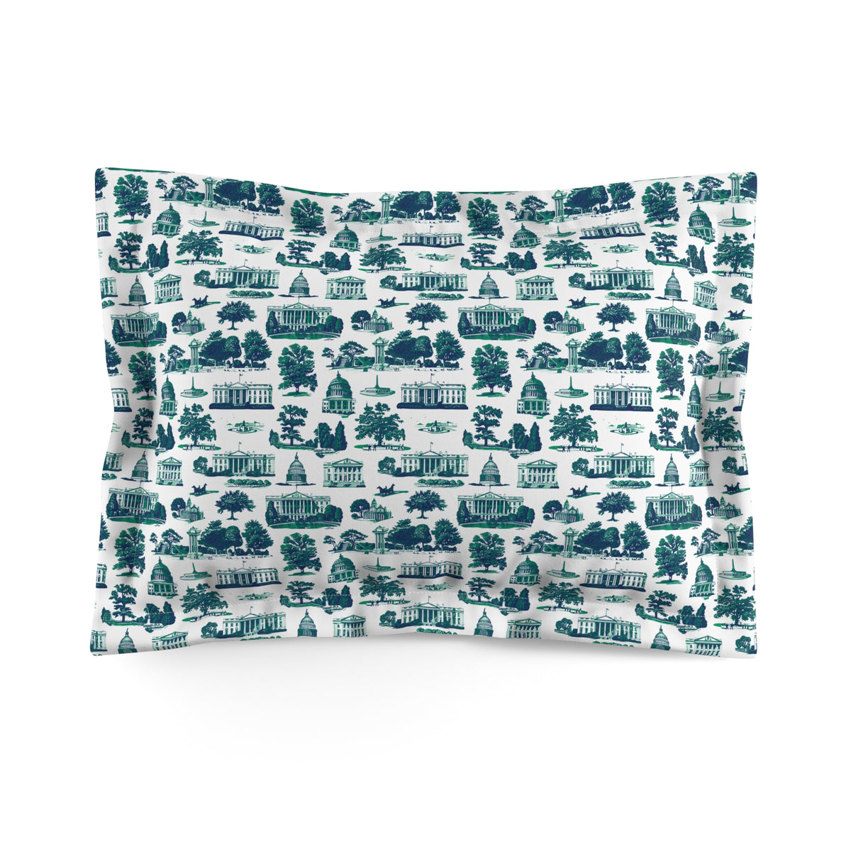 Washington DC Toile Pillow Sham — Microfiber Capitol & Monuments Print