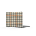 Plaid Clear MacBook Case — Beige & Orange Classic Grid Laptop Cover