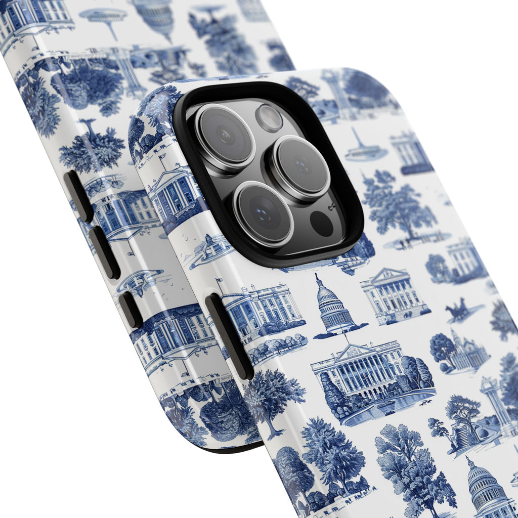 Washington DC Toile Phone Case — Blue Scenic Capitol Protective Tough Case