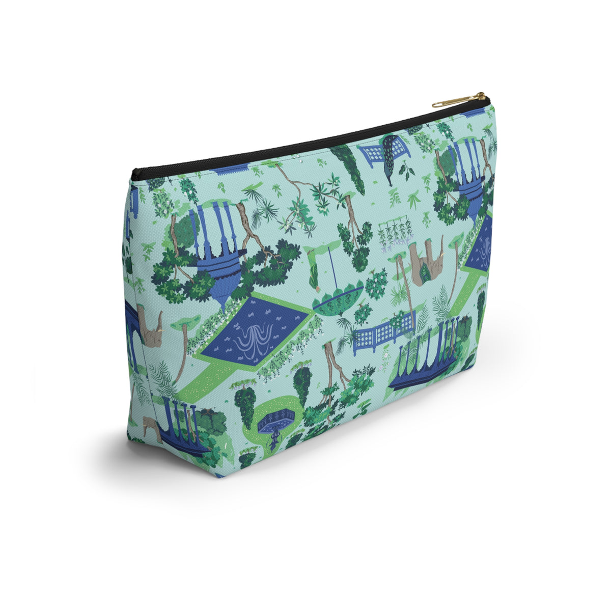 Garden Pavilion Accessory Pouch — Toile Print Cosmetic Bag