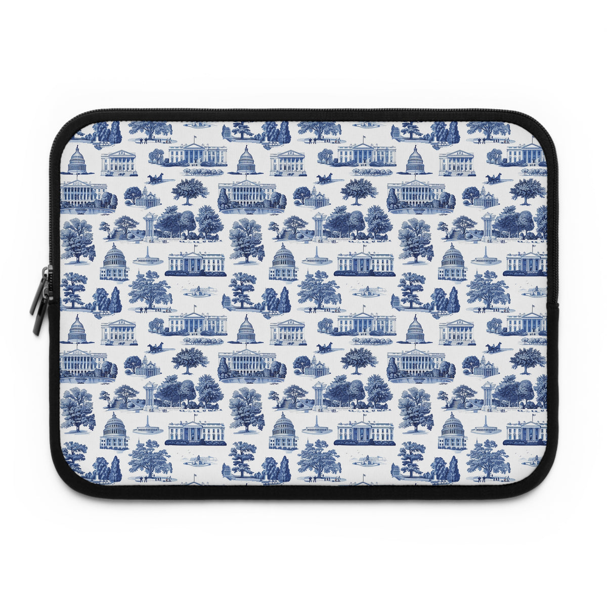 Capitol Toile Laptop Sleeve — Blue Washington D.C. Landmark Pattern