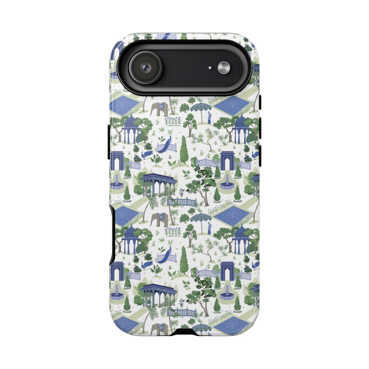 Garden Pavilion Phone Case — Blue & Green Toile Protective iPhone Cover