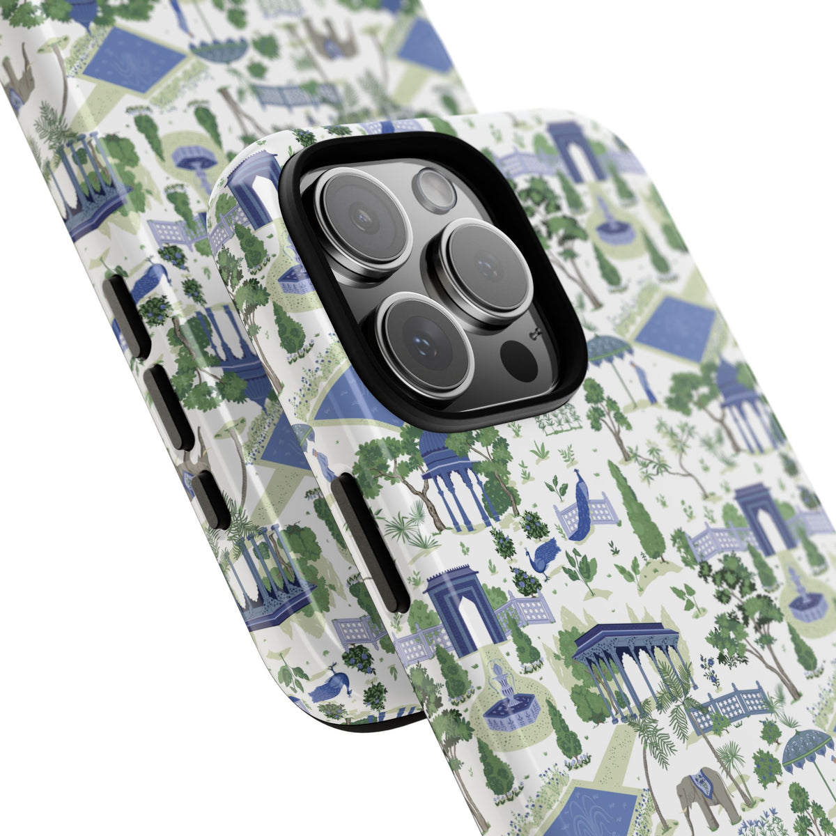 Garden Pavilion Phone Case — Blue & Green Toile Protective iPhone Cover