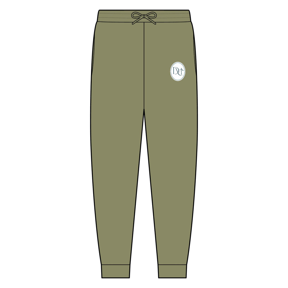 Olive Mini Logo Joggers — Casual Tri-Fleece Sweatpants