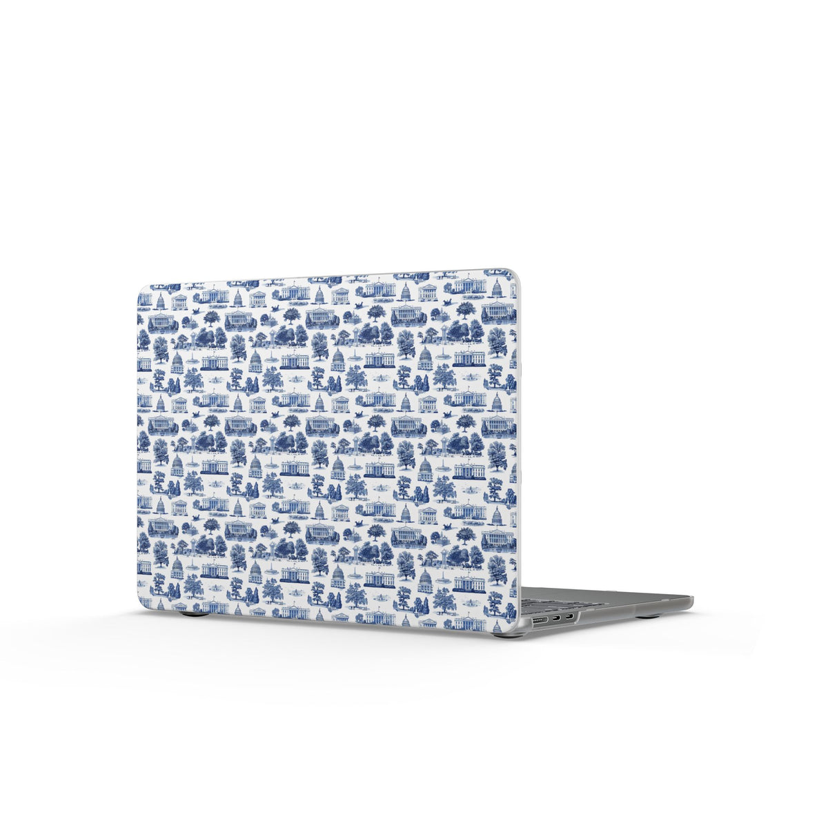 Blue Toile MacBook Case — Vintage Cottage Pattern Matte Laptop Cover