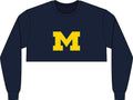 Cropped Long Sleeve Tee — Bold Yellow 'M' College Logo