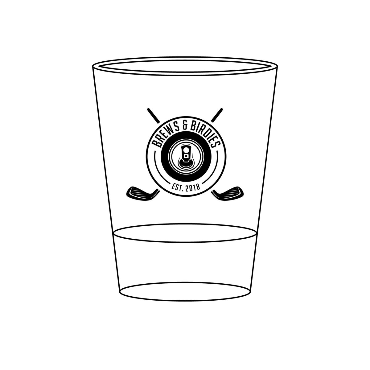 Engraved 'Brews & Birdies' 1.5oz Shot Glass — Golf & Beer Novelty Gift