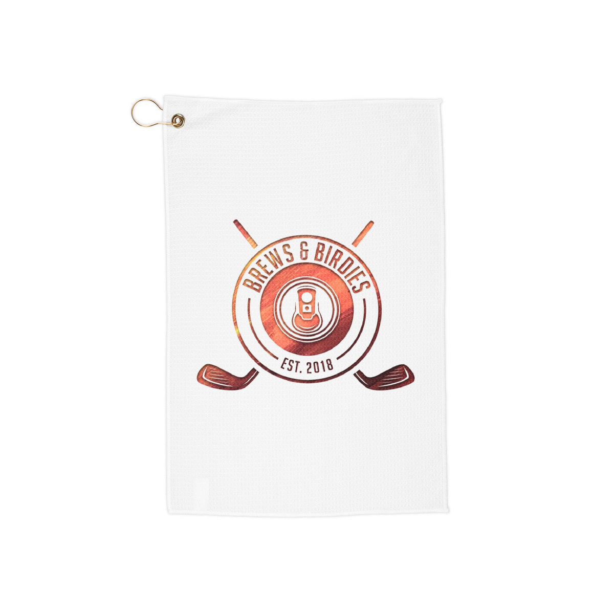 Brews & Birdies Golf Towel — Beer & Golf Logo Towel with Grommet (Est. 2018)