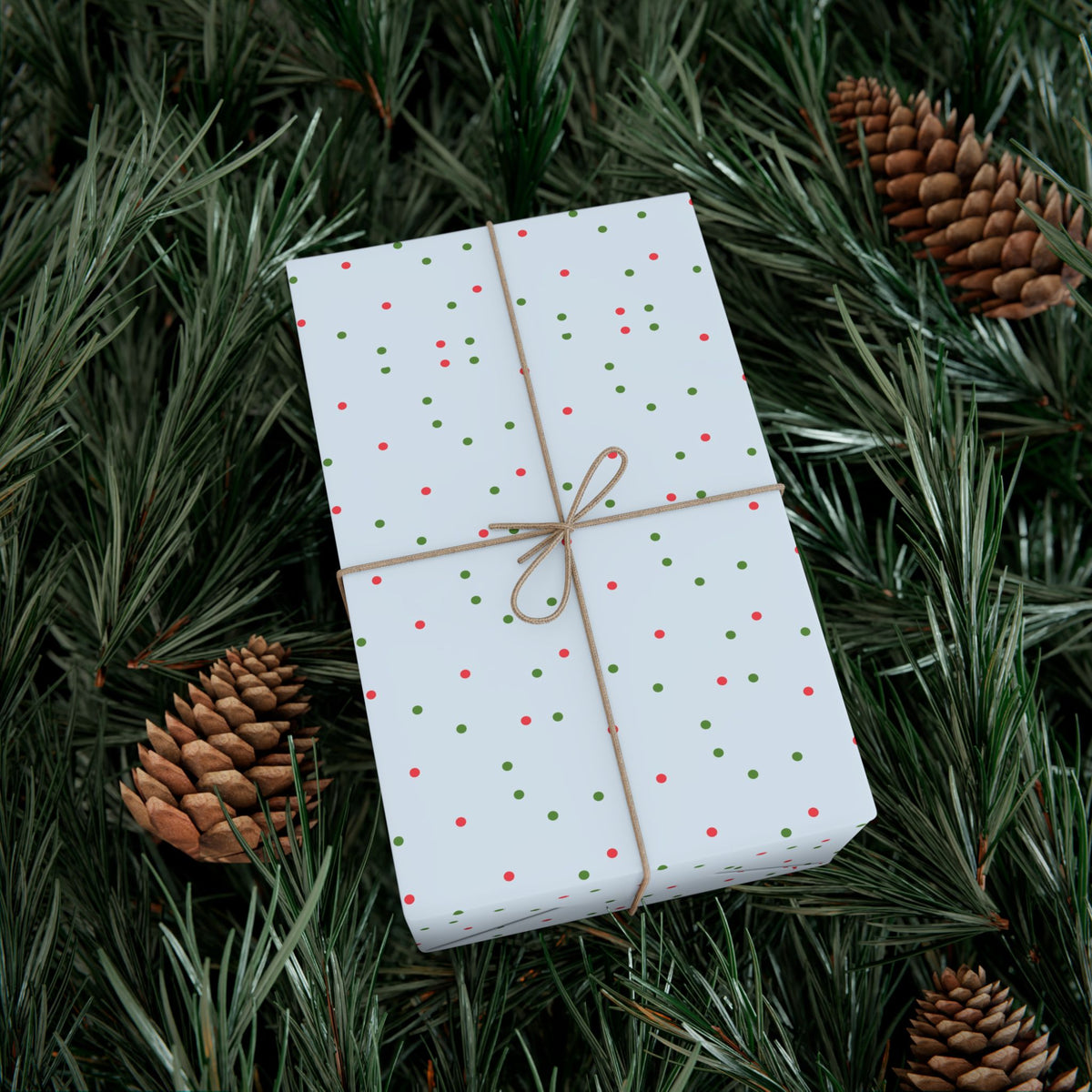 Festive Confetti Gift Wrap Paper — Blue Polka Dot Holiday Wrapping Sheets