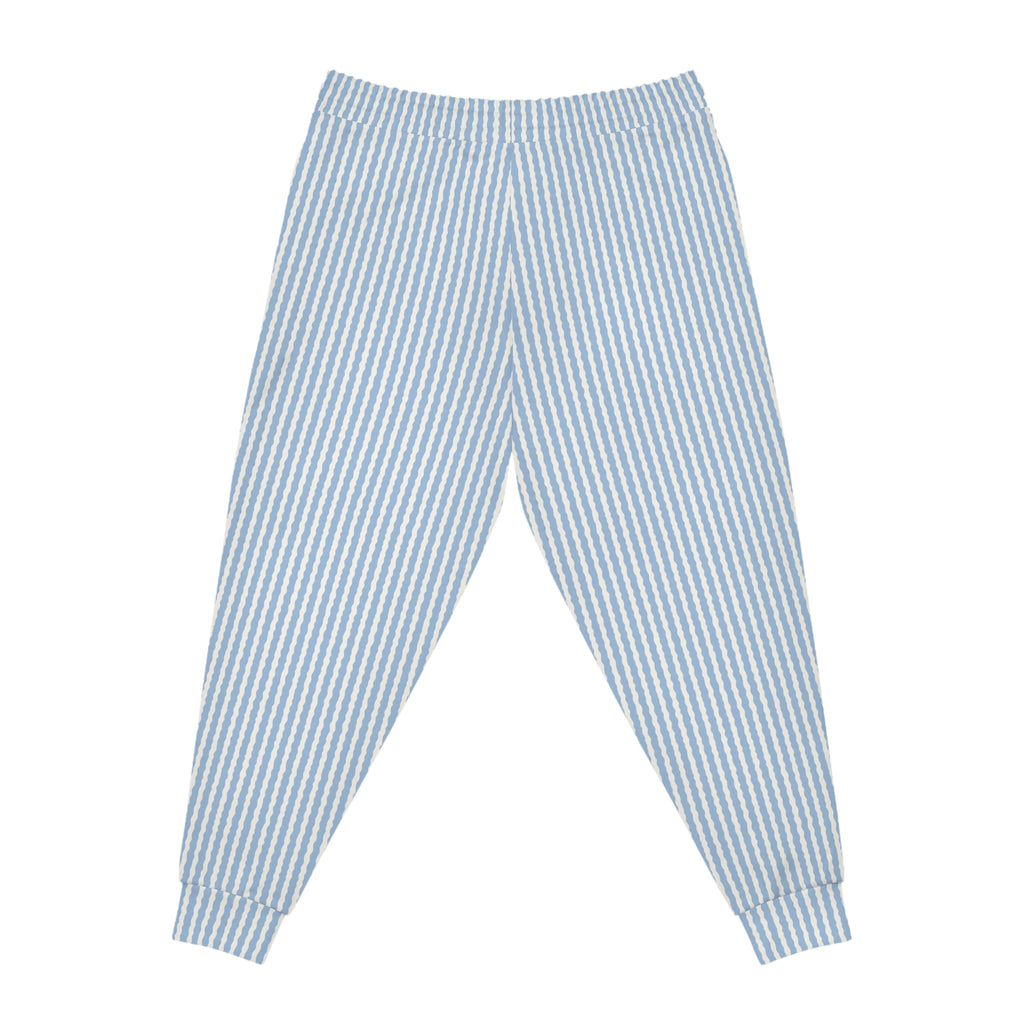Cityscape Toile Athletic Joggers — Blue Architectural All-Over Print