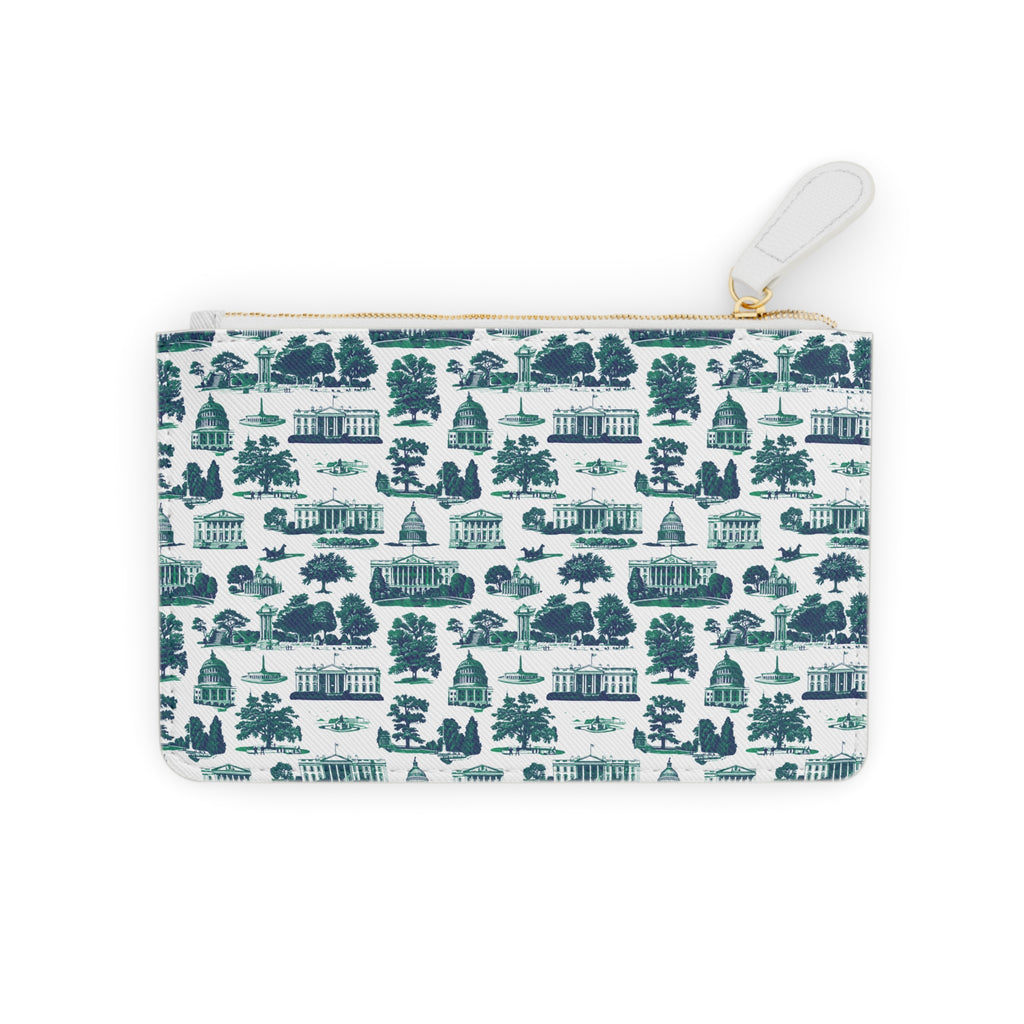 Mini Clutch Bag — Teal City Landmark Pattern