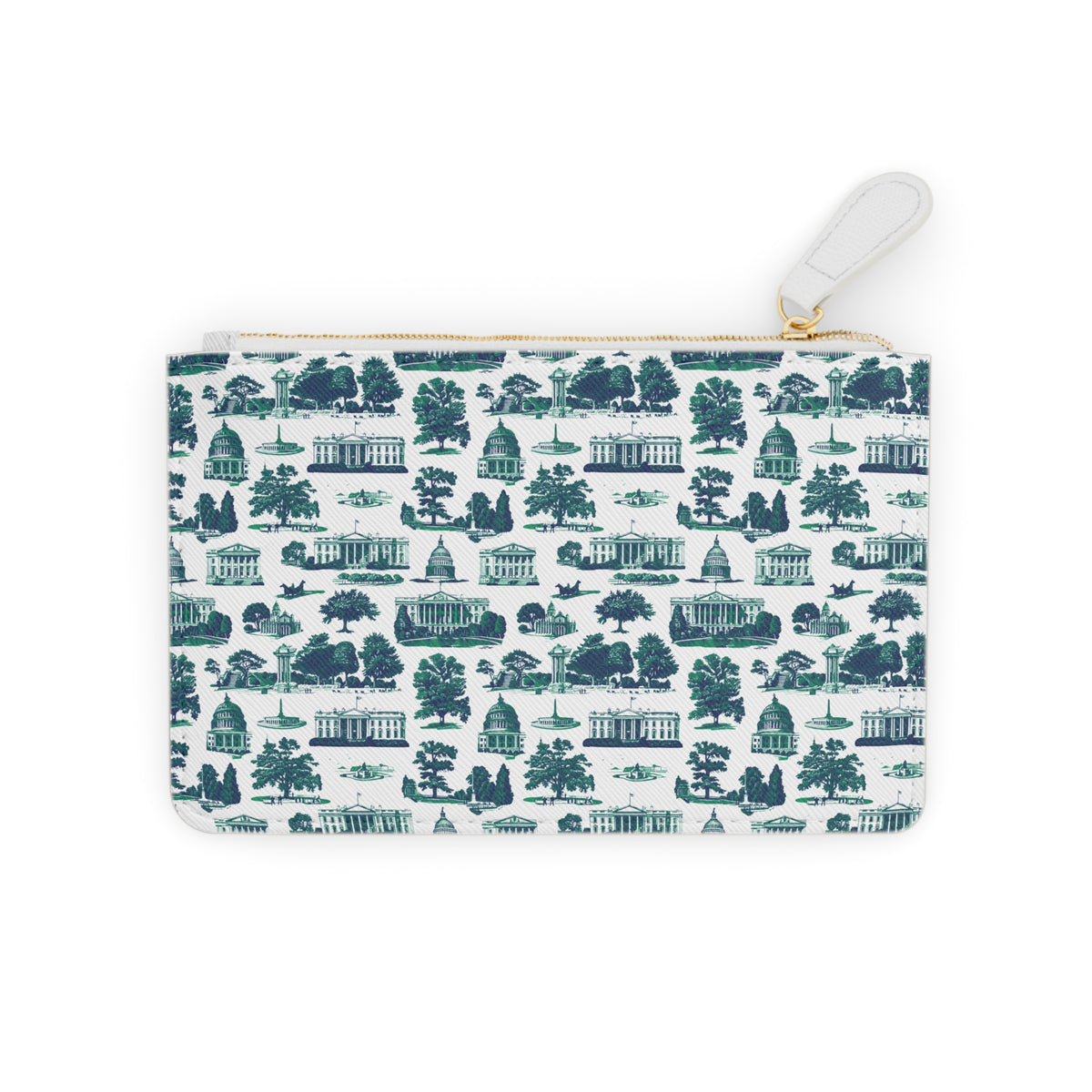 Mini Clutch Bag — Teal City Landmark Pattern