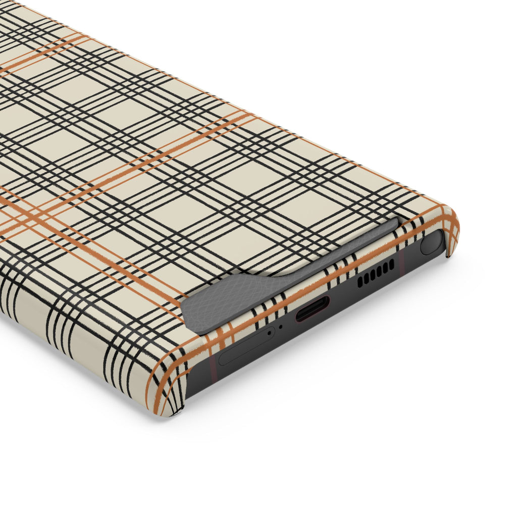 Plaid Card-Holder Phone Case — Slim Protective Wallet Case