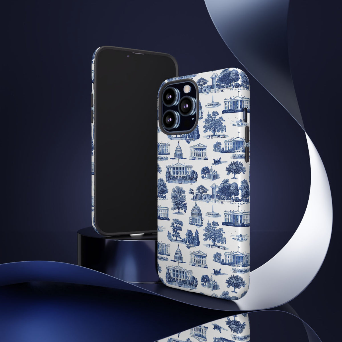 Washington DC Toile Phone Case — Blue Scenic Capitol Protective Tough Case