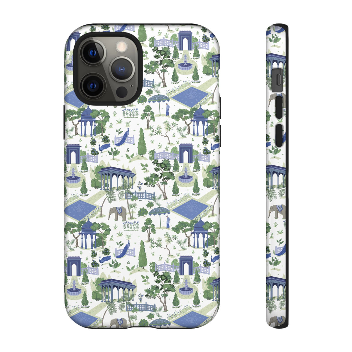 Garden Pavilion Phone Case — Blue & Green Toile Protective iPhone Cover