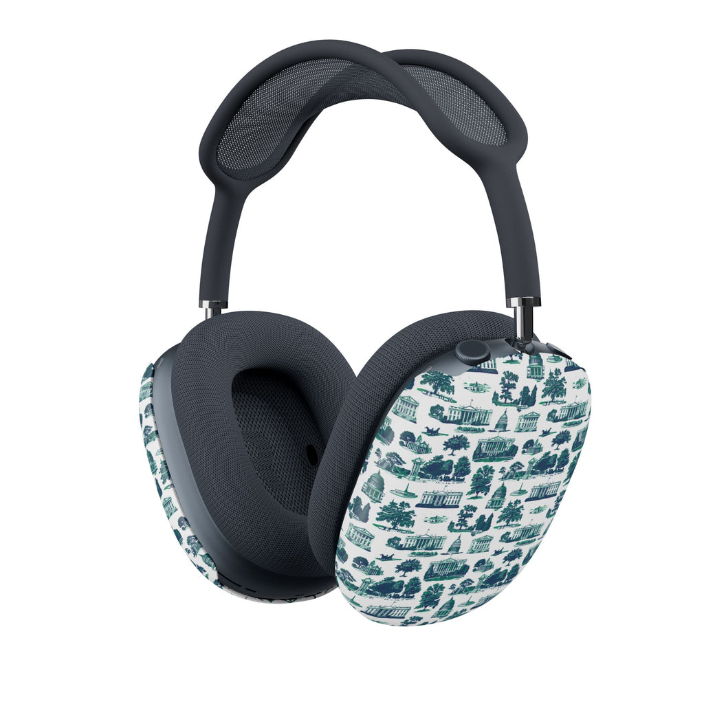 Toile Pattern AirPod Max Cases — Blue Vintage Scenic Design