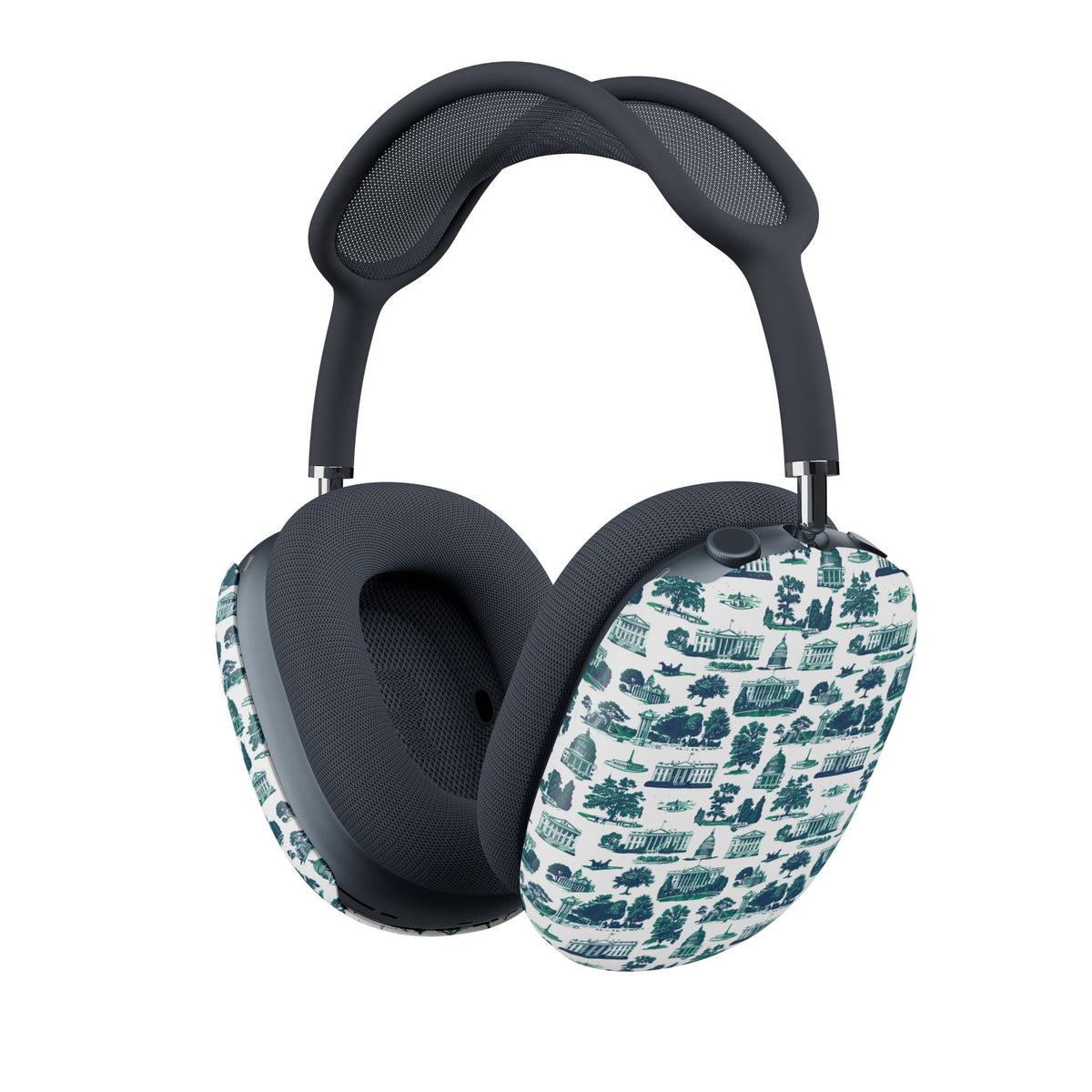 Toile Pattern AirPod Max Cases — Blue Vintage Scenic Design