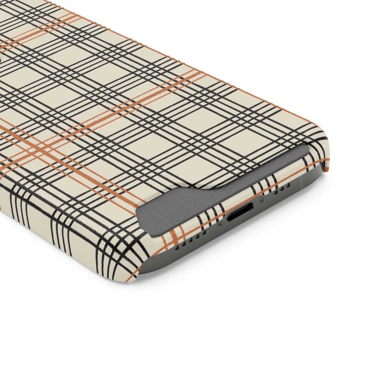Plaid Card-Holder Phone Case — Slim Protective Wallet Case