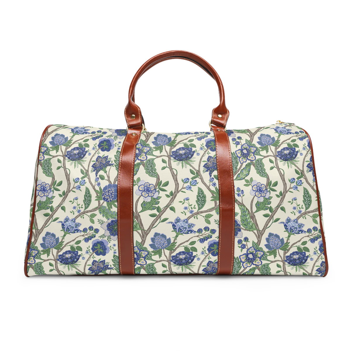 Floral Waterproof Travel Bag — Blue Vintage Blossom Weekender