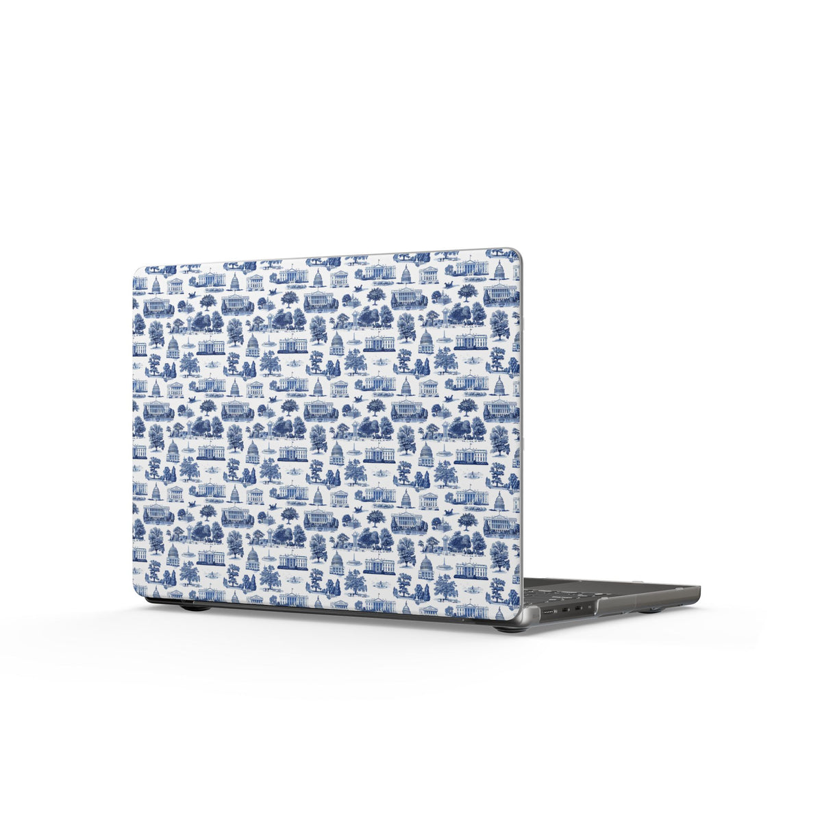 Blue Toile MacBook Case — Vintage Cottage Pattern Matte Laptop Cover