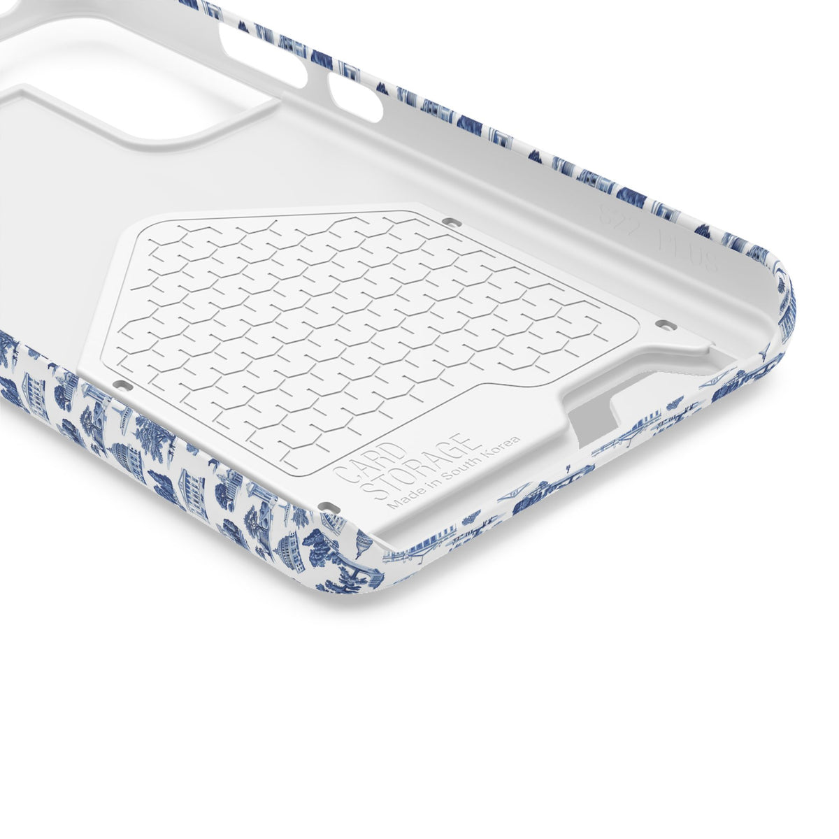Blue Toile Phone Card Case — Vintage Scenic Pattern Phone Case with Card Holder