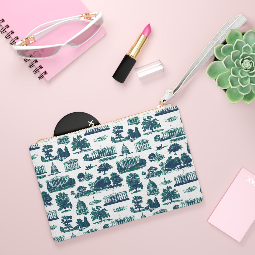 Washington D.C. Landmark Pattern Clutch Bag
