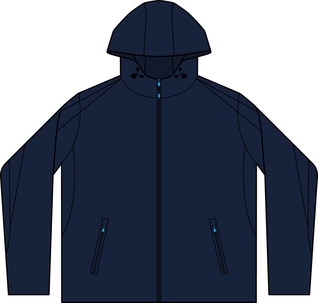 Fleece-Lined Colorblock Jacket — Navy Hooded Winter Coat with Subtle Chest Logo