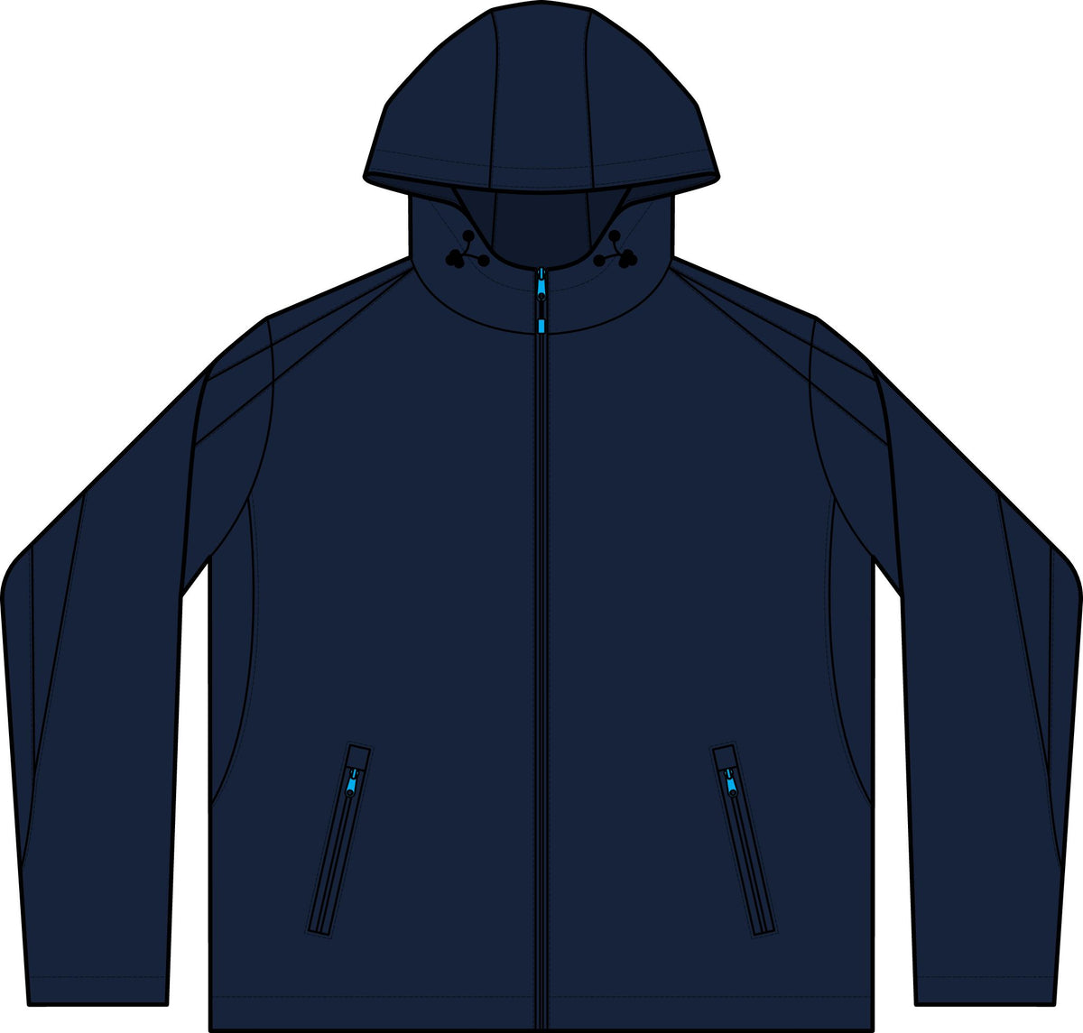 Fleece-Lined Colorblock Jacket — Navy Hooded Winter Coat with Subtle Chest Logo