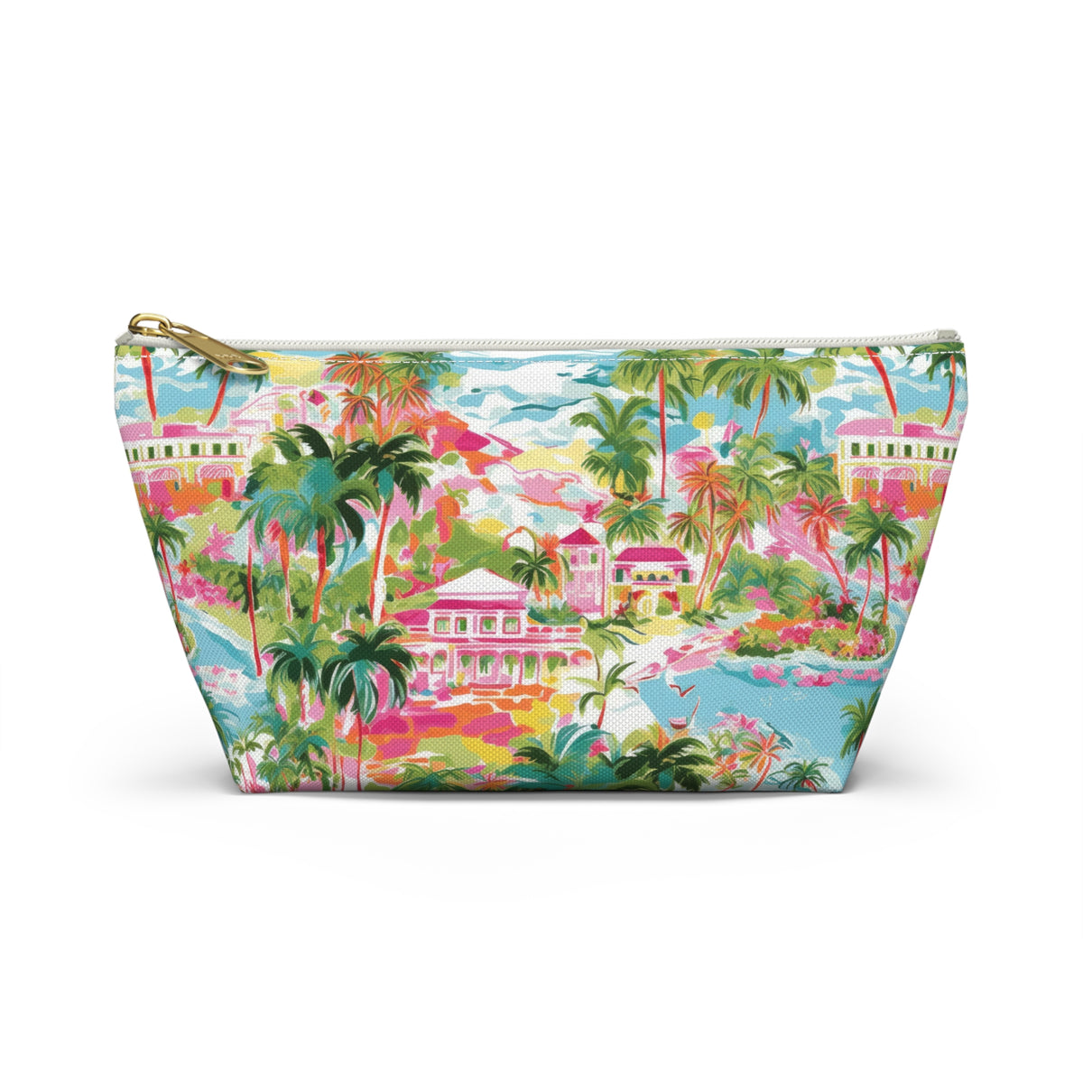 Tropical Island Accessory Pouch — Floral Palm Makeup Bag