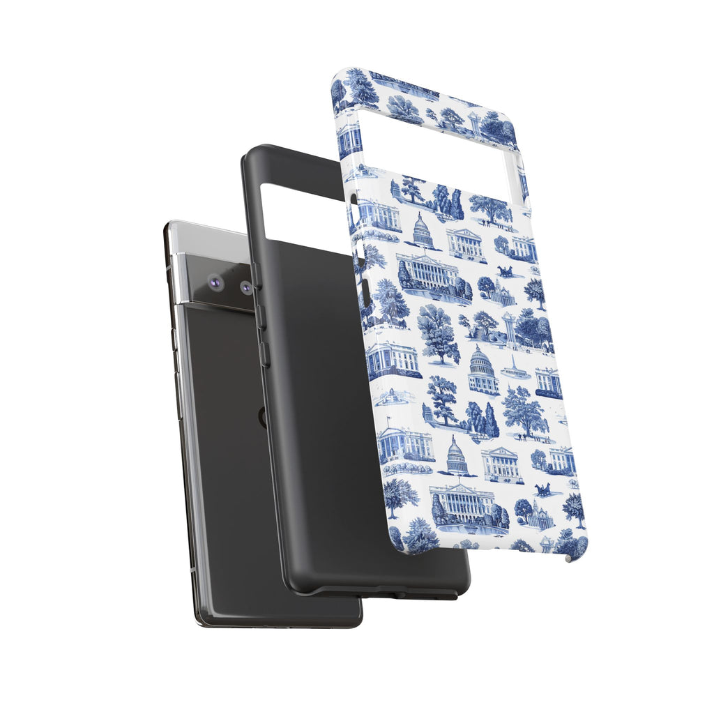 Washington DC Toile Phone Case — Blue Scenic Capitol Protective Tough Case