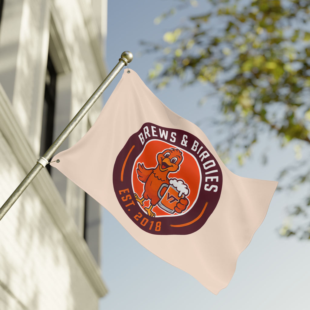 Brews & Birdies Double-Sided Flag — Beer Club Golf Team Banner (Est. 2018)