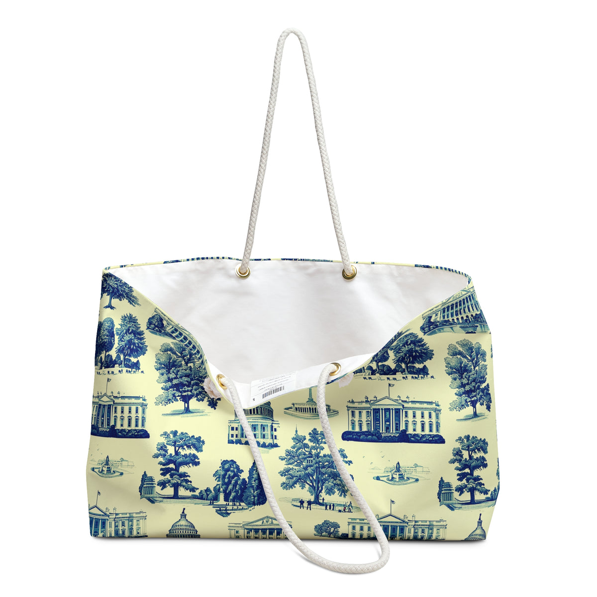 Capitol Toile Weekender Bag — Blue Washington Landmarks Travel Tote