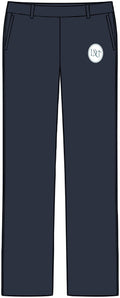 Women's Navy Straight-Leg Trousers with Monogram Accent