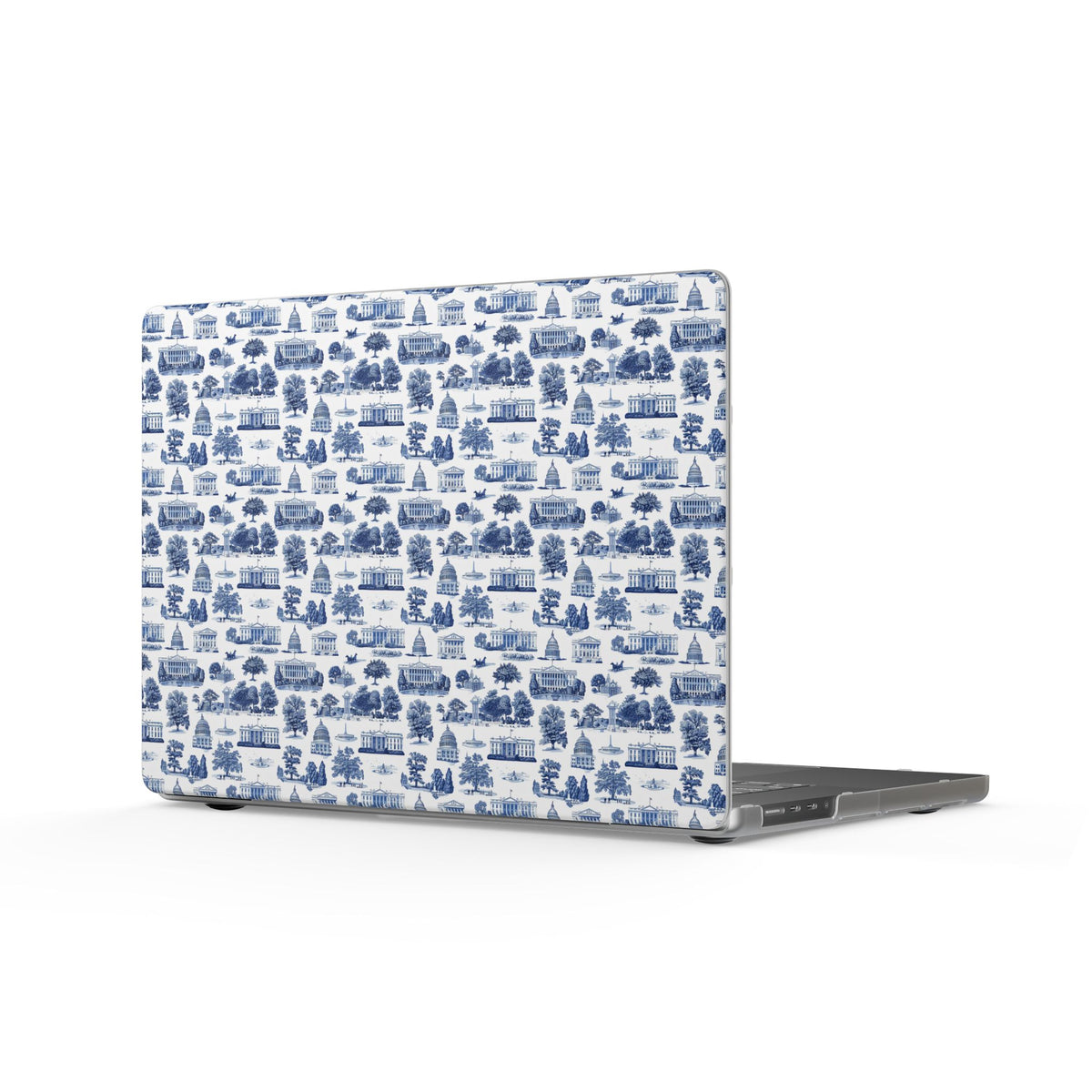 Blue Toile MacBook Case — Vintage Cottage Pattern Matte Laptop Cover