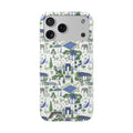 Garden Pavilion Cardholder Phone Case — Blue & Green Scenic Park Design