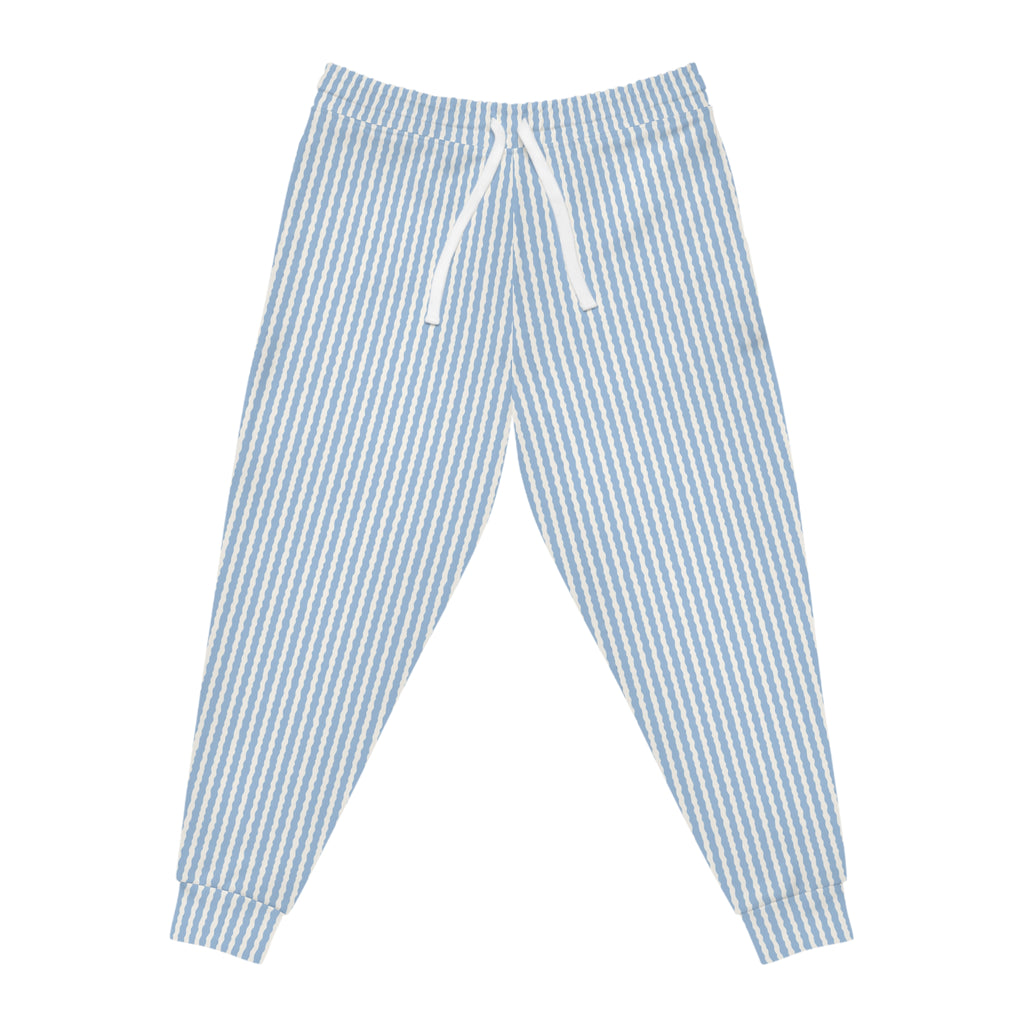 Cityscape Toile Athletic Joggers — Blue Architectural All-Over Print